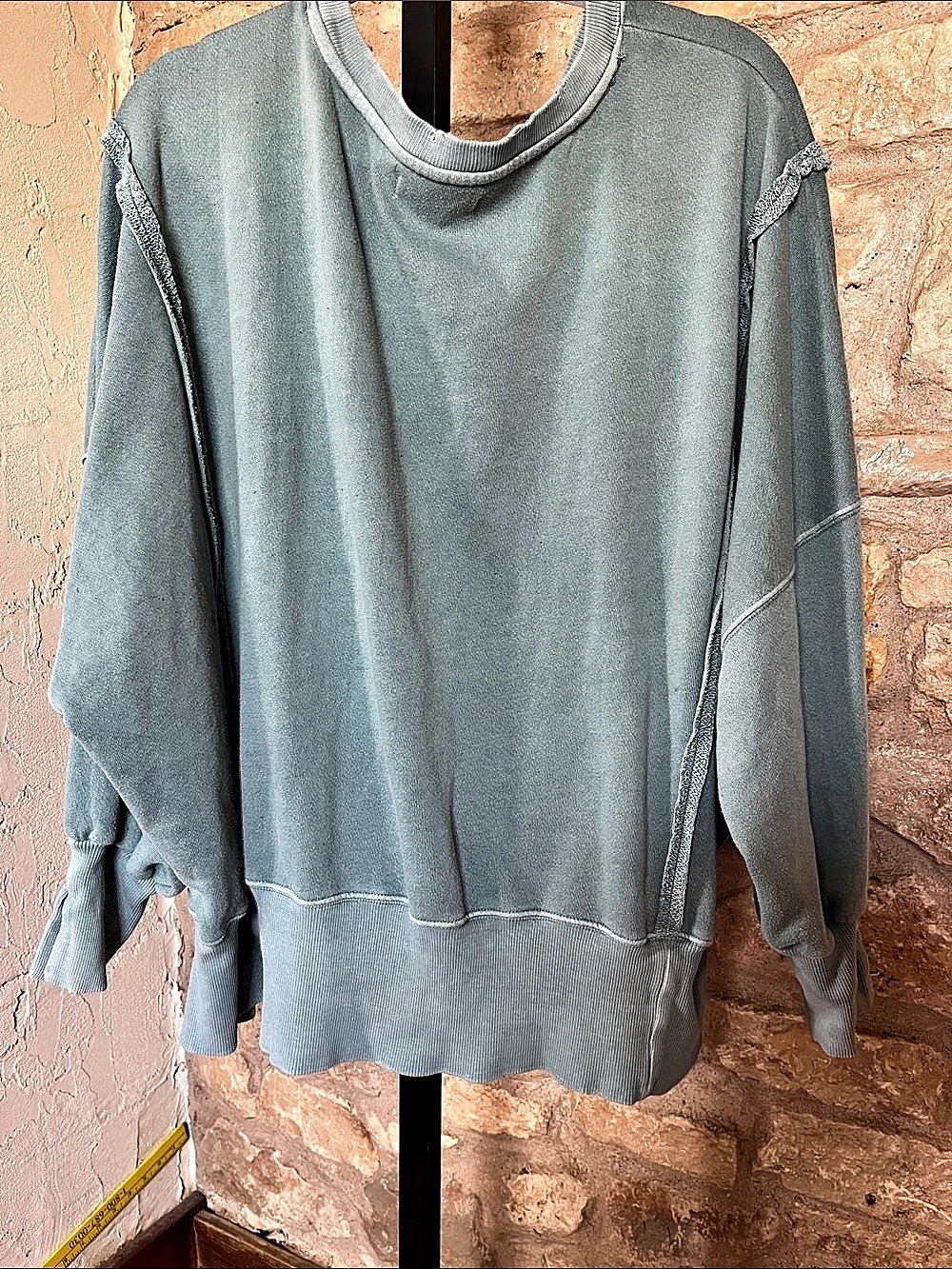 We The Free Camden Sweatshirt Distressed Long Sleeve Green
